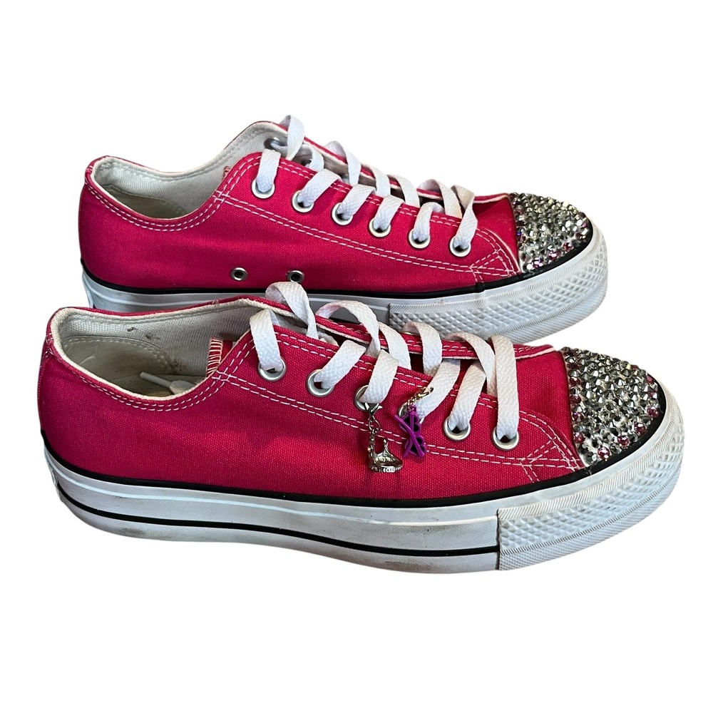 Converse CTAS Lift Ox Cerise Pink Platform Rhinestone Sneakers Womens 8